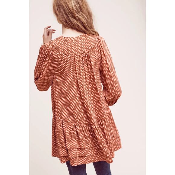 Holding Horses Pavin Buttondown
Tunic Pockets Tiered V Neck Orange Geometric - Picture 3 of 8